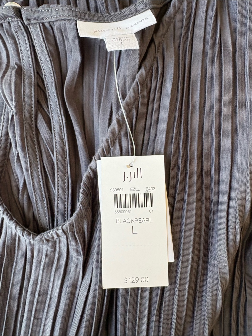 J. Jill NWT sz L Women’s PureJill Elements Pleated Knit Jumpsuit in Charcoal - Picture 12 of 14